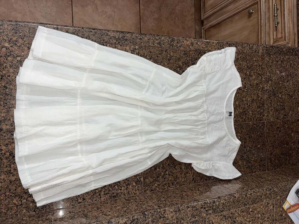 CBR White Tiered Ruffle Sleeve Mini Dress